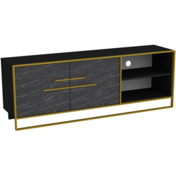 Decorotika Polka 2 Door Black Marble TV Unit - Size: 56.6 x 160 x 38.5cm - Wilko - thumbnail 3