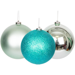 Shatchi Turquoise 10cm Luxury Bauble 6 Pack - Blue - Wilko - thumbnail 3
