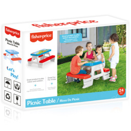 Dolu Fisher Price 4 Seater Kids Multicolour Picnic Table - Size: 43 x 71 x 77cm - Wilko - thumbnail 3