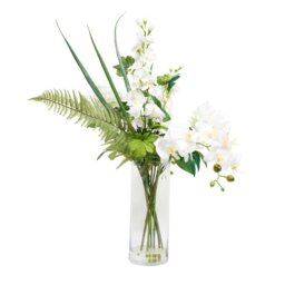 Orchid & Delphinium Vase Arrng - White - Wilko - thumbnail 3