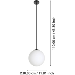 EGLO Rondo 3 Opal Glass Pendant - Size: 110 x 30 x 110cm - black - Wilko - thumbnail 5