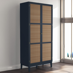 Bordeaux 2 Door Blue Rattan Wardrobe - LPD Home - Wilko