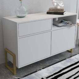 Decorotika Utopie 3 Door Singe Shelf White Modern Storage Cabinet - Size: 78.4 x 120 x 45cm - Wilko - thumbnail 1
