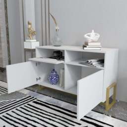Decorotika Utopie 3 Door Singe Shelf White Modern Storage Cabinet - Size: 78.4 x 120 x 45cm - Wilko - thumbnail 7