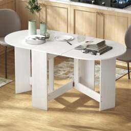 HOMCOM 6 Seater Oval Ash Wooden Effect Dining Table - White - Wilko