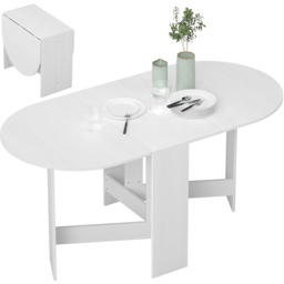 HOMCOM 6 Seater Oval Ash Wooden Effect Dining Table - White - Wilko - thumbnail 3