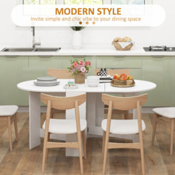 HOMCOM 6 Seater Oval Ash Wooden Effect Dining Table - White - Wilko - thumbnail 6