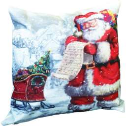 Xmas Haus Festive Santa and Sleigh Christmas Cushion 40 x 40cm - Size: 400 x 400 x 150cm - White - Wilko - thumbnail 1