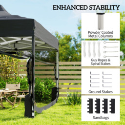 Outsunny 3 x 4.5m Black Marquee Pop Up Gazebo with Mesh - Size: 340 x 450 x 300cm - Wilko - thumbnail 7