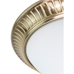 Happy Homewares Antique Brass Traditional Flush Ceiling Light with Opal Glass Diffuser - Size: 12 x 32 x 32cm - Gold - Wilko - thumbnail 7