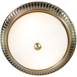 Happy Homewares Antique Brass Traditional Flush Ceiling Light with Opal Glass Diffuser - Size: 12 x 32 x 32cm - Gold - Wilko - thumbnail 5