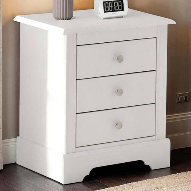 Seconique Stratford 3 Drawer White Bedside Table - Wilko - image 1
