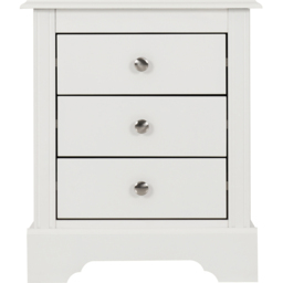 Seconique Stratford 3 Drawer White Bedside Table - Wilko - thumbnail 4