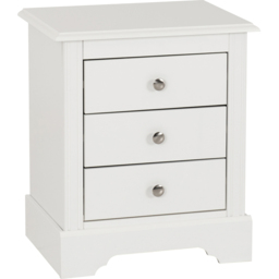 Seconique Stratford 3 Drawer White Bedside Table - Wilko - thumbnail 3