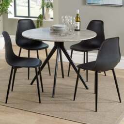 Core Products Aspen 4 Seater Round Dining Set Grey Oak and Black - Multi - Wilko