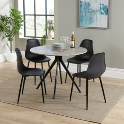 Core Products Aspen 4 Seater Round Dining Set Grey Oak and Black - Multi - Wilko - thumbnail 5