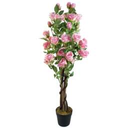 Leaf Pink Rose Artificial Tree in Pot 105cm - Size: 105 x 50 x 50cm - Wilko