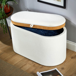 Home Source Merida White Boucle Storage Ottoman - Size: 42 x 77 x 39cm - Wilko - thumbnail 6