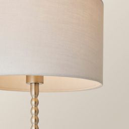 ValueLights Maeve Grey and Chrome Drum Shade Bobbin Bobble Table Lamp and LED Bulb - Size: 37.3 x 25 x 25cm - Silver - Wilko - thumbnail 4