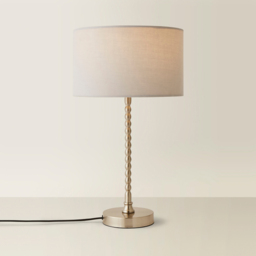 ValueLights Maeve Grey and Chrome Drum Shade Bobbin Bobble Table Lamp and LED Bulb - Size: 37.3 x 25 x 25cm - Silver - Wilko - thumbnail 6