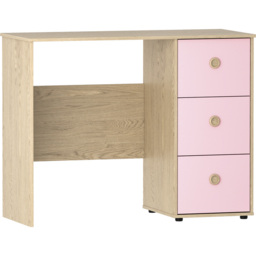 Junior Vida Neptune 3 Drawer Pink and Oak Desk - Size: 40 x 91 x 70cm - Wilko - thumbnail 3