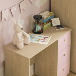 Junior Vida Neptune 3 Drawer Pink and Oak Desk - Size: 40 x 91 x 70cm - Wilko - thumbnail 4