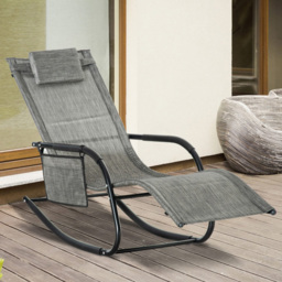 Outsunny Mesh Rocking Chair Grey - Size: 88 x 62 x 150cm - Wilko - thumbnail 1
