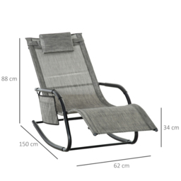 Outsunny Mesh Rocking Chair Grey - Size: 88 x 62 x 150cm - Wilko - thumbnail 7