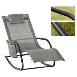 Outsunny Mesh Rocking Chair Grey - Size: 88 x 62 x 150cm - Wilko - thumbnail 4