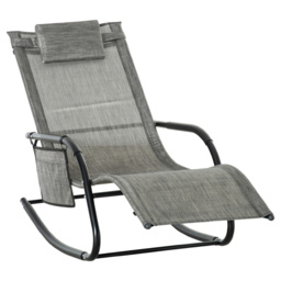Outsunny Mesh Rocking Chair Grey - Size: 88 x 62 x 150cm - Wilko - thumbnail 3