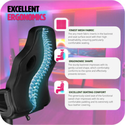 tectake Benny Black Gaming Chair - Size: 114.5 x 68 x 69cm - Wilko - thumbnail 7