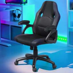 tectake Benny Black Gaming Chair - Size: 114.5 x 68 x 69cm - Wilko