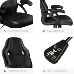 tectake Benny Black Gaming Chair - Size: 114.5 x 68 x 69cm - Wilko - thumbnail 5