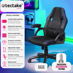 tectake Benny Black Gaming Chair - Size: 114.5 x 68 x 69cm - Wilko - thumbnail 4