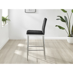 Furniturebox Modern Valera Black and Silver Velvet Bar Stool Set of 2 - Wilko - thumbnail 5