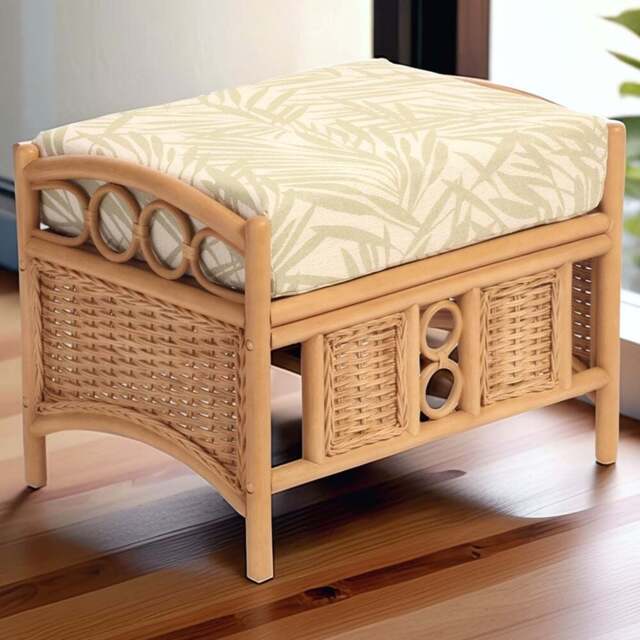 Desser Furniture Vale Wicker Tropical Light Oak Footstool - Size: 107.0 cm x 81.0 cm x 46.0 cmcm - Brown - Wilko - image 1