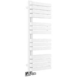 Terma Warp S Matt White Heated Towel Rail 2605 BTU 1110 x 500mm - Size: 111 x 50 x 11.2cm - Wilko