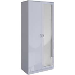 FWStyle Chilton 2 Door Grey Gloss Mirrored Wardrobe - Wilko - thumbnail 3