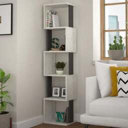 Decortie Piri 5 Shelf Ancient White and Anthracite Bookcase - Multi - Wilko