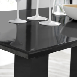 Furniturebox Molini Harley 6 Seater Dining Set Black Gloss and Taupe - Cream - Wilko - thumbnail 6