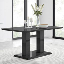 Furniturebox Molini Harley 6 Seater Dining Set Black Gloss and Taupe - Cream - Wilko - thumbnail 3