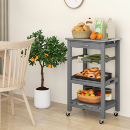 Costway Single Drawer 3 Shelf Grey Kitchen Trolley - Size: 89 x 44 x 19cm - Wilko - thumbnail 5