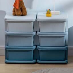 Tommy Toys 6 Drawer Blue Kids Toy Box Vertical Storage Dresser - Wilko