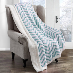Velosso Duck Egg Chevron Sherpa Throw 150 x 200cm - Wilko - thumbnail 3