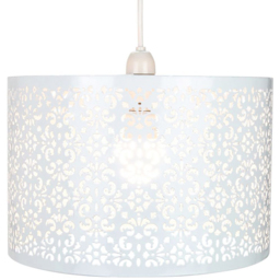 Happy Homewares Matt White Metal Marrakech Pendant Shade with Floral Decoration - Size: 25 x 40 x 40cm - Wilko - thumbnail 3
