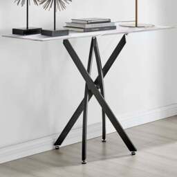 Furniturebox Tavalo White Marble Effect Black Console Table - Size: 40 x 120 x 78cm - Wilko - thumbnail 1