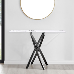 Furniturebox Tavalo White Marble Effect Black Console Table - Size: 40 x 120 x 78cm - Wilko - thumbnail 6