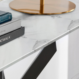 Furniturebox Tavalo White Marble Effect Black Console Table - Size: 40 x 120 x 78cm - Wilko - thumbnail 3