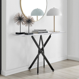 Furniturebox Tavalo White Marble Effect Black Console Table - Size: 40 x 120 x 78cm - Wilko - thumbnail 7