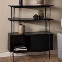 Florence Angus 2 Door Black Small Bookcase - Size: 2 Shelf - Furniture To Go - Wilko